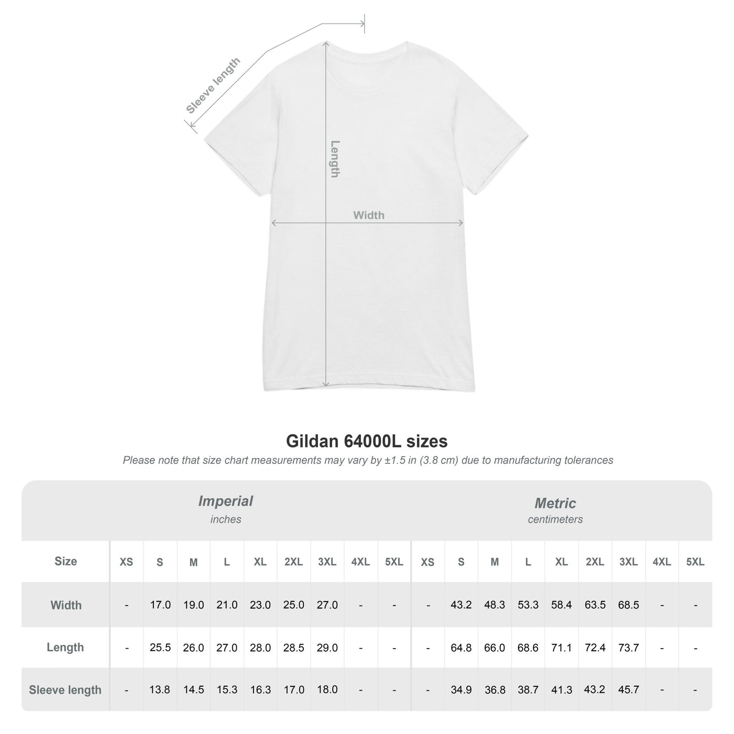 Stilistisches weißes T-Shirt mit Größentabelle