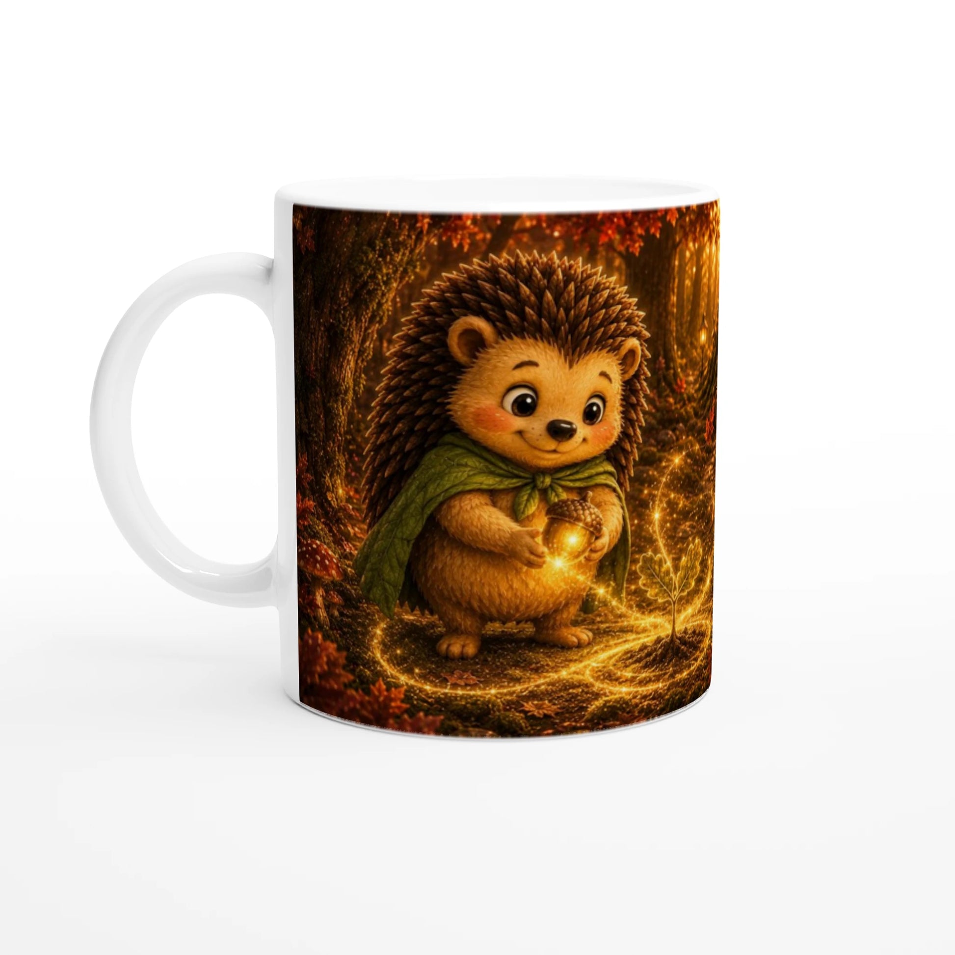Goldhain Herbsttasse Collectors Edition mit [Name] im leuchtenden rotgoldenen Herbstwald, gezeigt vor weißem Hintergrund 