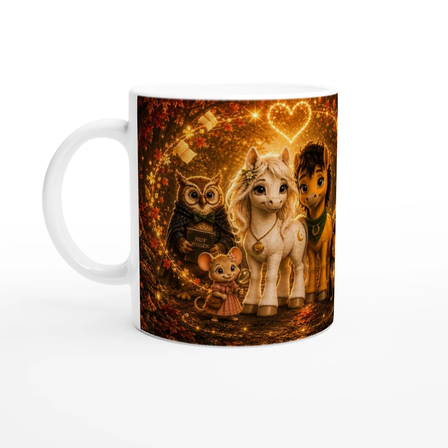 Goldhain Herbsttasse Collectors Edition mit Liv, Milo, Professor Eule und Pippa im leuchtenden herbstlichen Goldhain