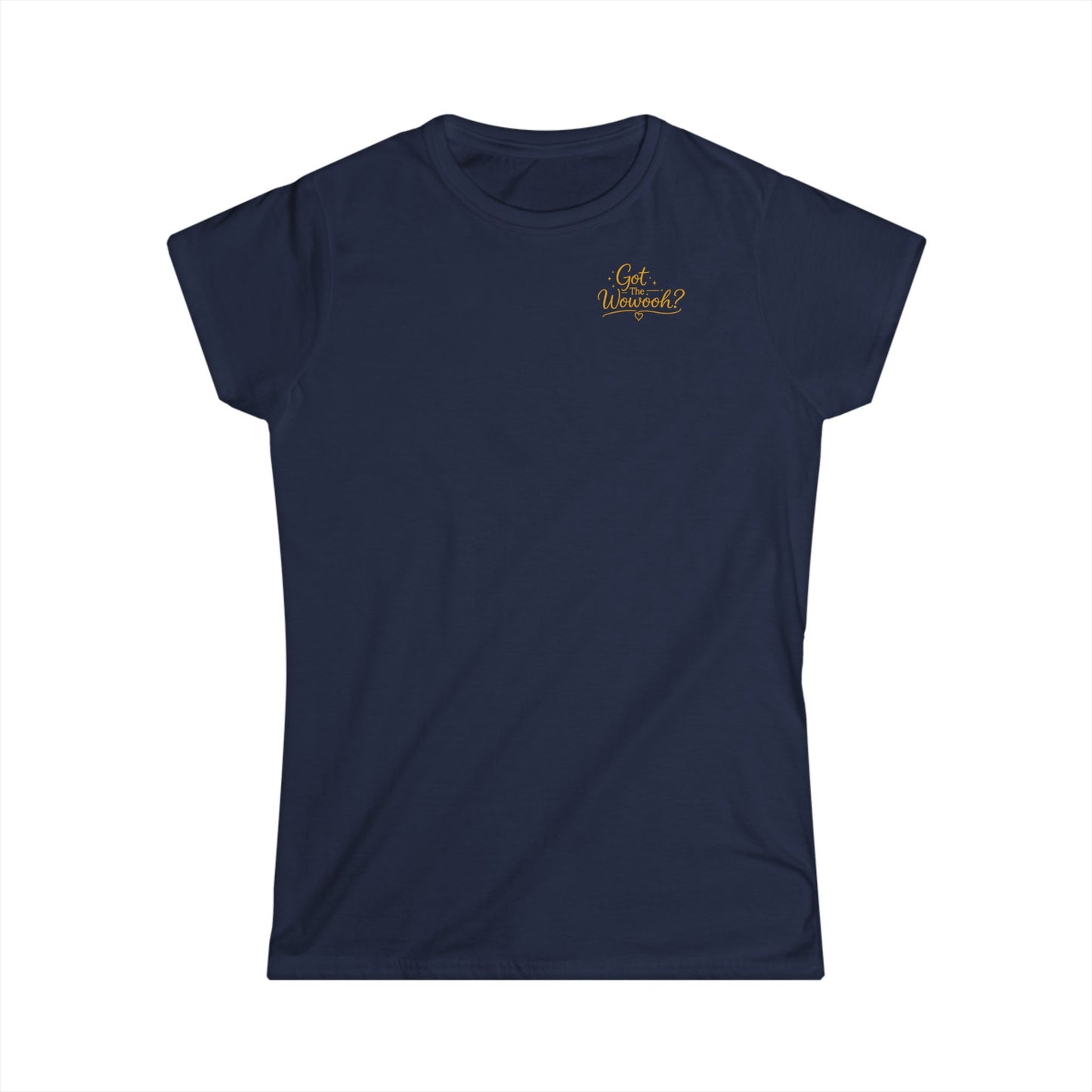 Navy blaues Hoofphysics Damen T-Shirt mit kleinem "Got the Wowooh?" Logo auf der Brust.