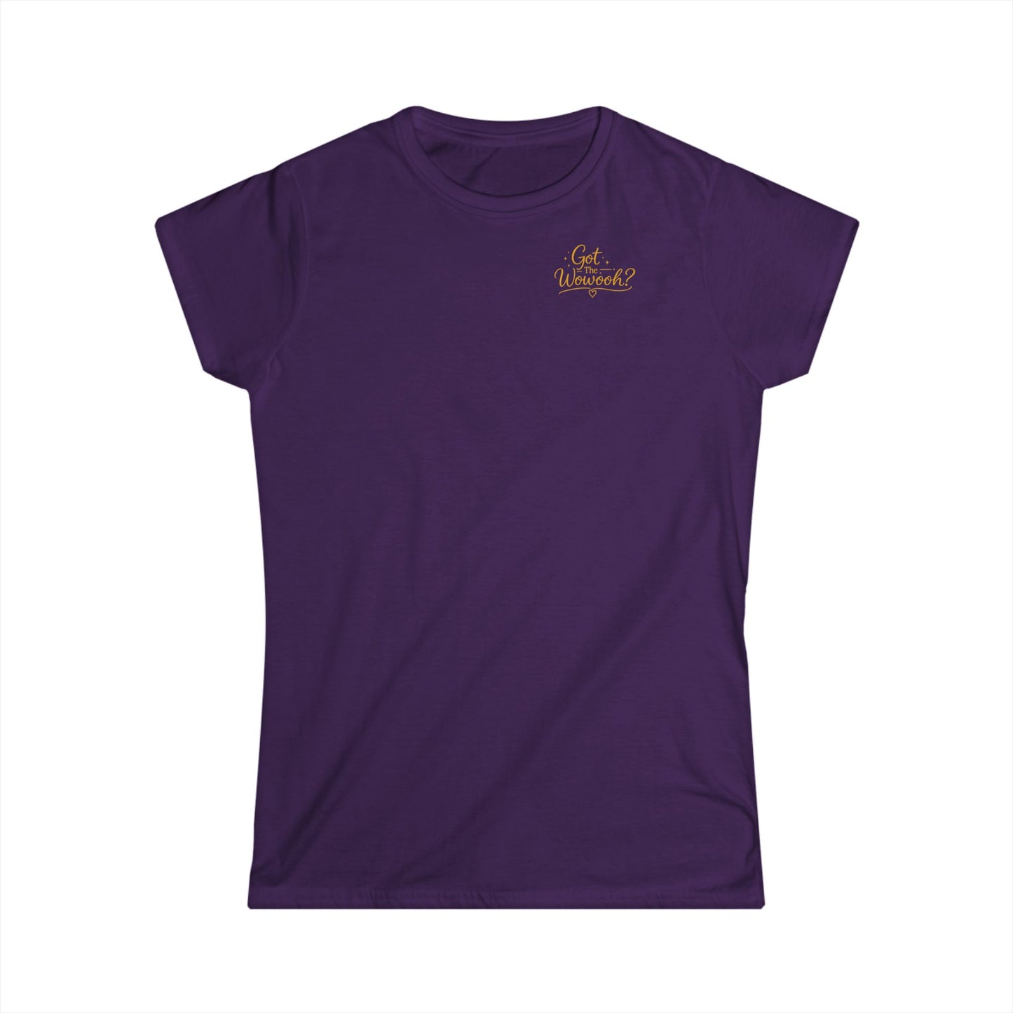 Lila Hoofphysics Damen T-Shirt mit kleinem "Got the Wowooh?" Logo auf der Brust